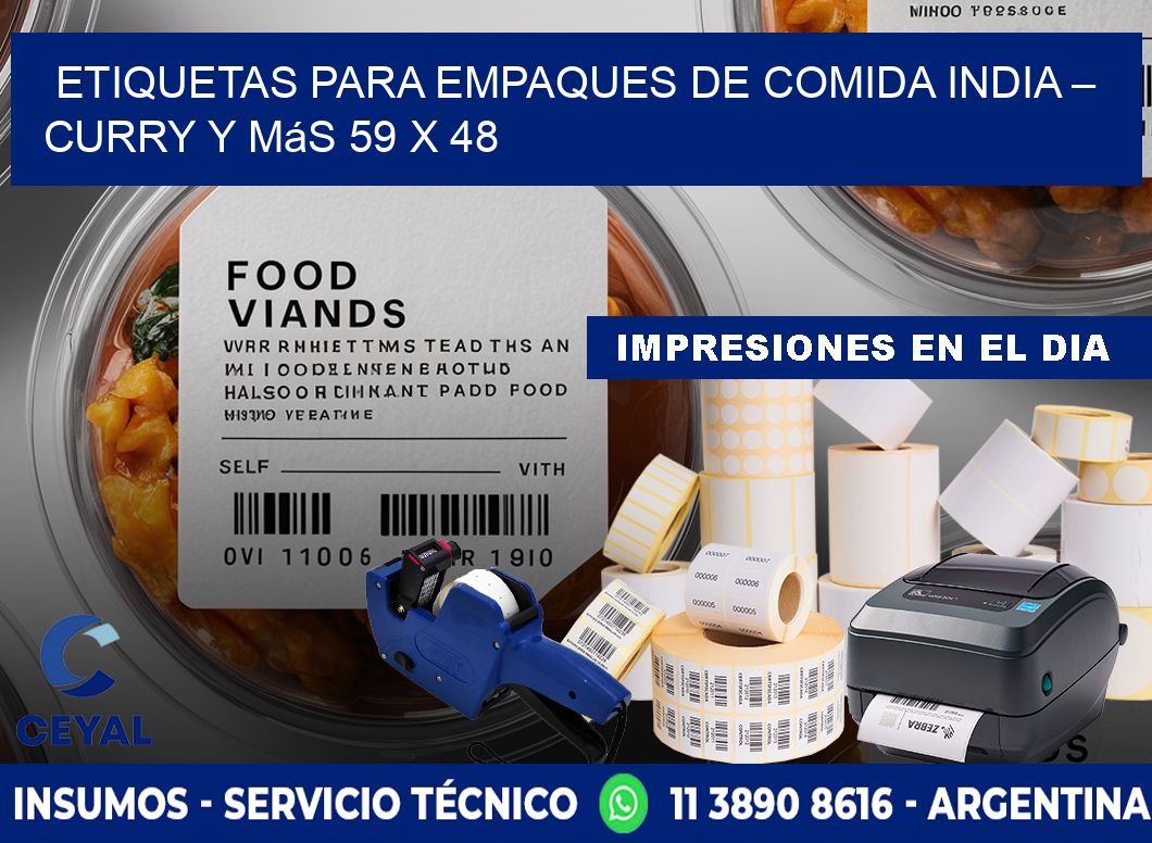 Etiquetas para empaques de comida india – Curry y más 59 x 48