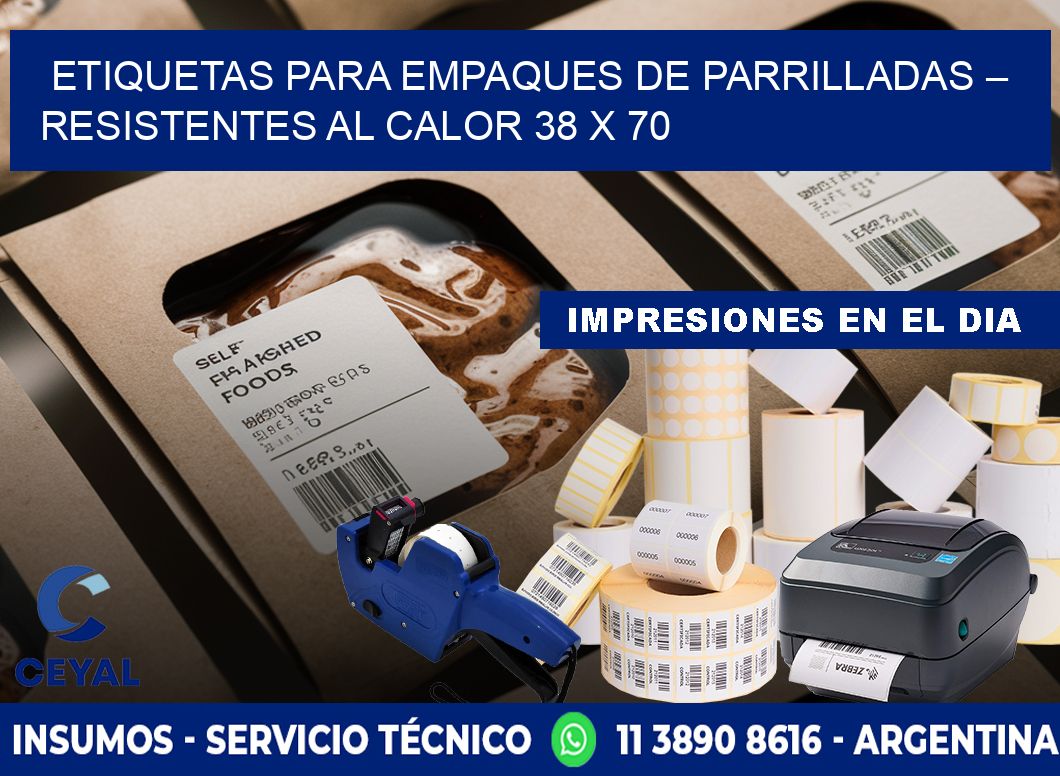 Etiquetas para empaques de parrilladas – Resistentes al calor 38 x 70