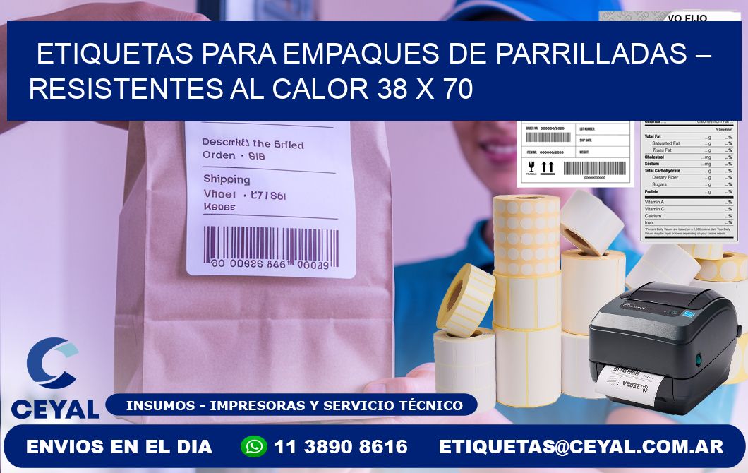 Etiquetas para empaques de parrilladas – Resistentes al calor 38 x 70
