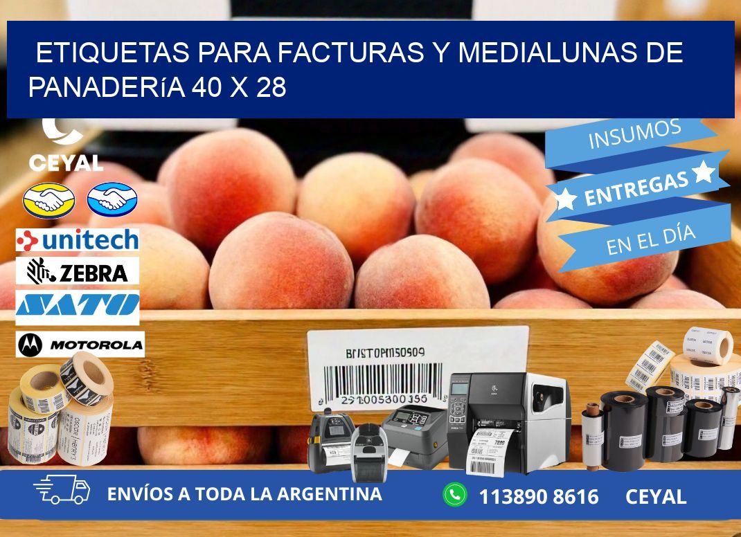 Etiquetas para facturas y medialunas de panadería 40 x 28