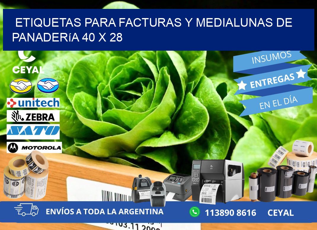 Etiquetas para facturas y medialunas de panadería 40 x 28