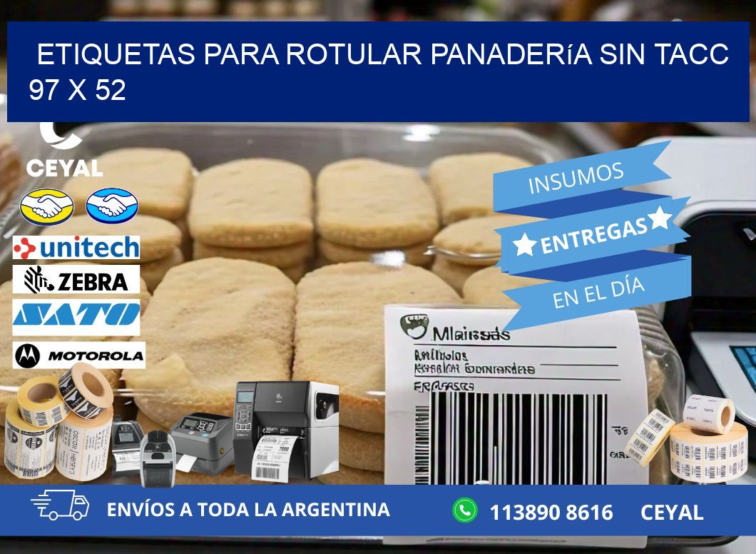 Etiquetas para rotular panadería sin TACC 97 x 52