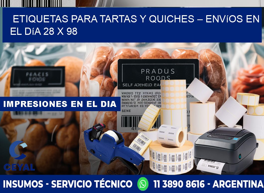 Etiquetas para tartas y quiches – Envíos en el día 28 x 98