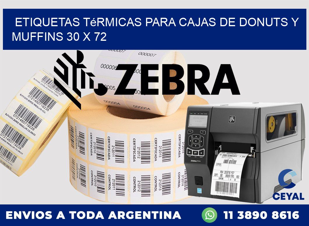 Etiquetas térmicas para cajas de donuts y muffins 30 x 72