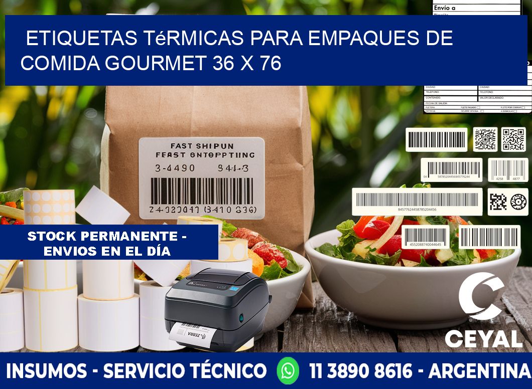 Etiquetas térmicas para empaques de comida gourmet 36 x 76