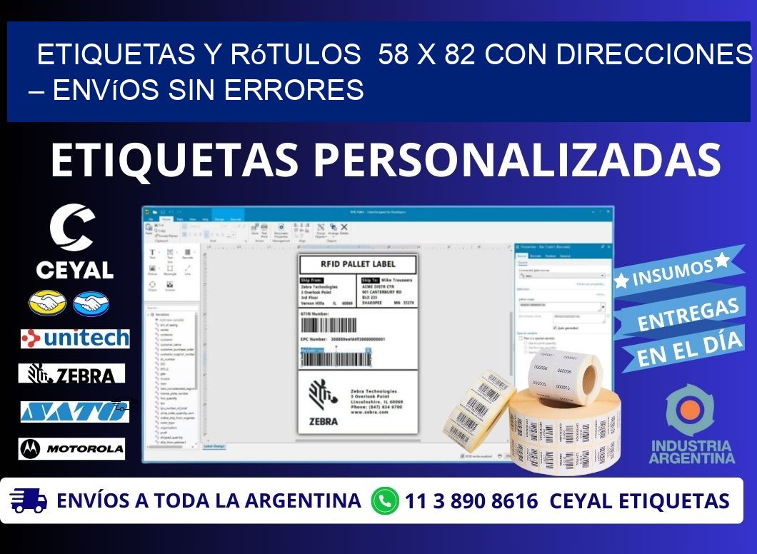 Etiquetas y Rótulos  58 x 82 con Direcciones – Envíos sin Errores