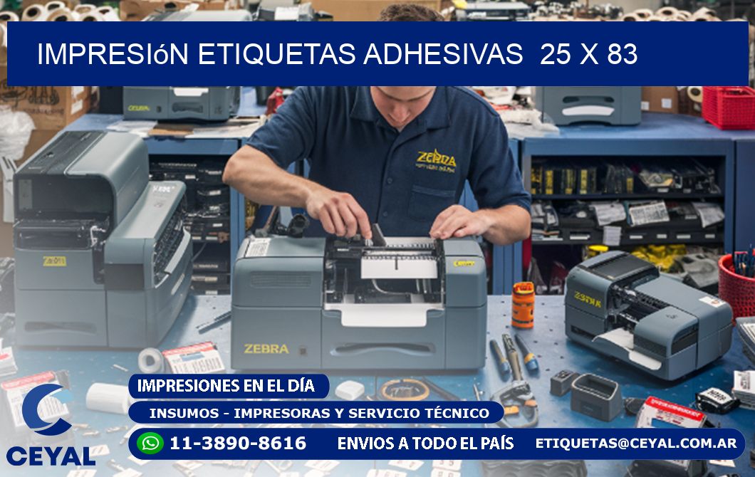 Impresión Etiquetas adhesivas  25 x 83