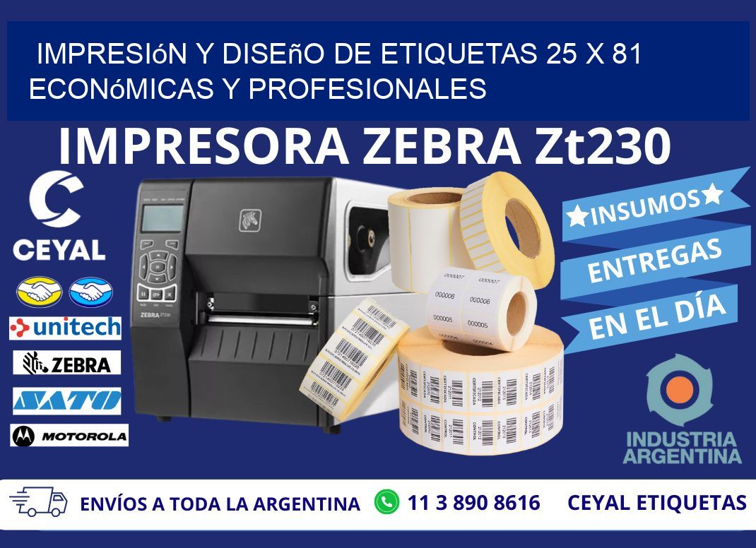 Impresión y Diseño de Etiquetas 25 x 81 Económicas y Profesionales