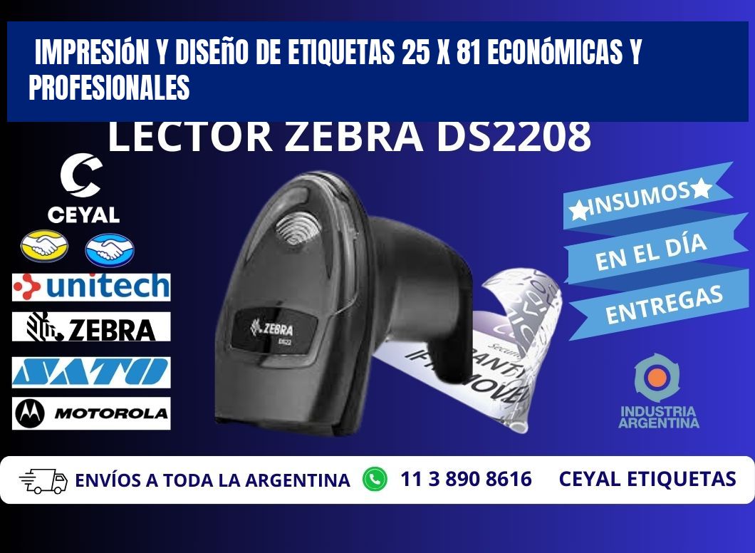 Impresión y Diseño de Etiquetas 25 x 81 Económicas y Profesionales