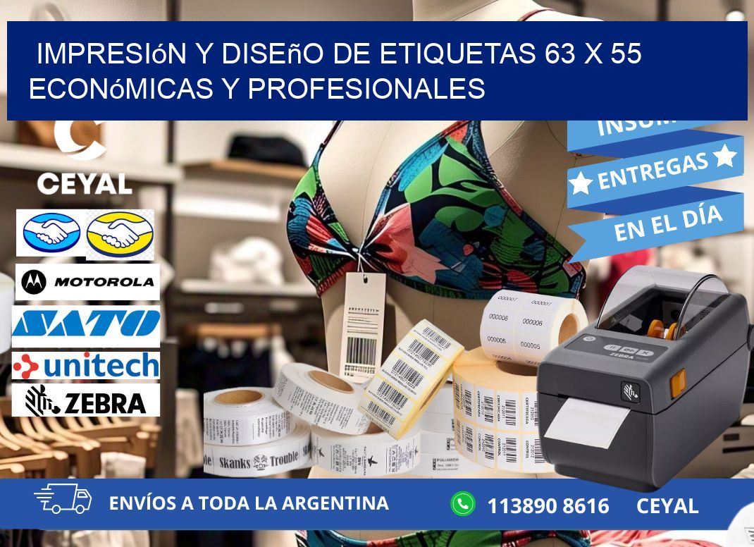 Impresión y Diseño de Etiquetas 63 x 55 Económicas y Profesionales