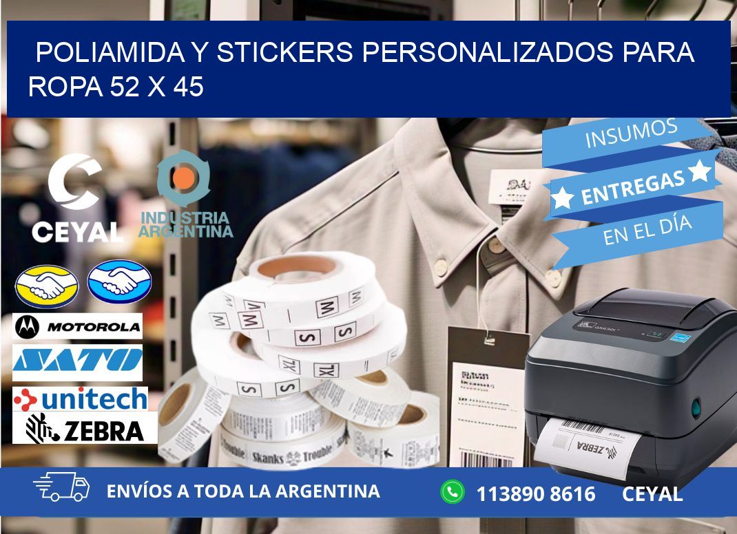 POLIAMIDA Y STICKERS PERSONALIZADOS PARA ROPA 52 x 45