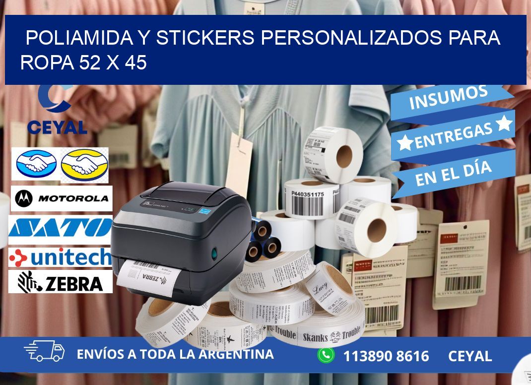 POLIAMIDA Y STICKERS PERSONALIZADOS PARA ROPA 52 x 45