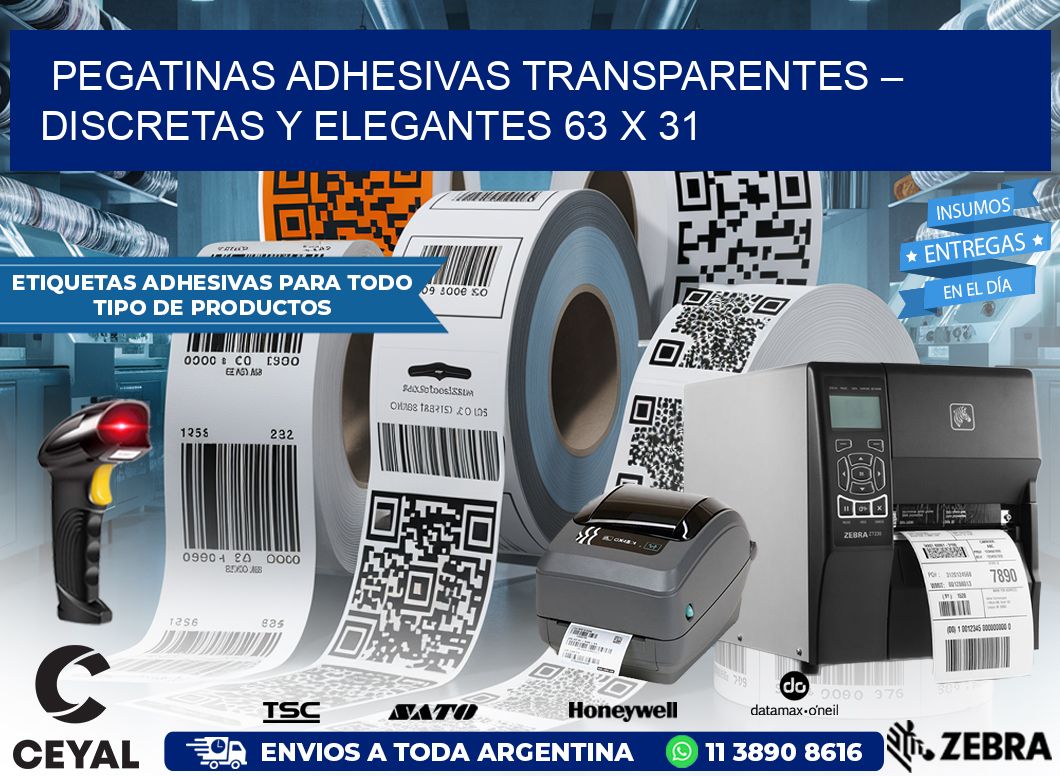 Pegatinas Adhesivas Transparentes – Discretas y Elegantes 63 x 31