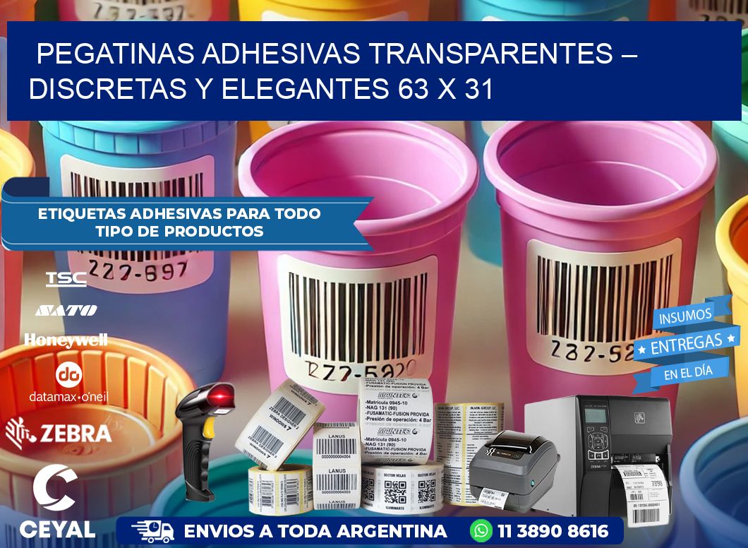 Pegatinas Adhesivas Transparentes – Discretas y Elegantes 63 x 31