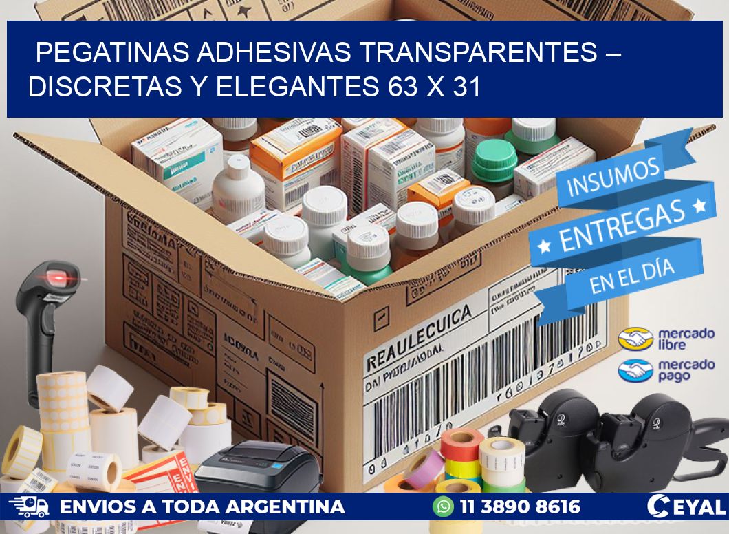 Pegatinas Adhesivas Transparentes – Discretas y Elegantes 63 x 31