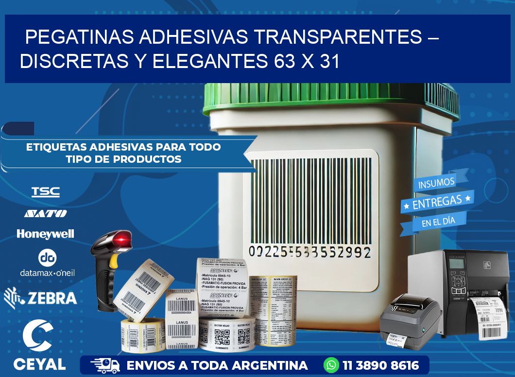 Pegatinas Adhesivas Transparentes – Discretas y Elegantes 63 x 31