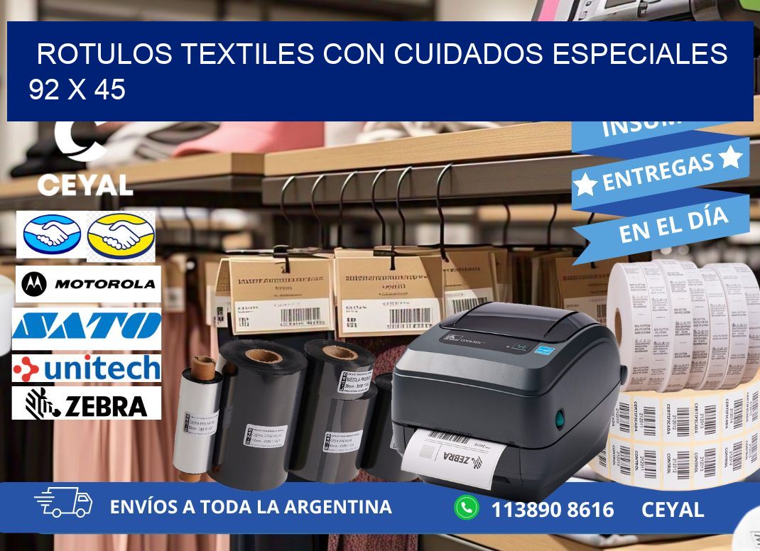 ROTULOS TEXTILES CON CUIDADOS ESPECIALES 92 x 45