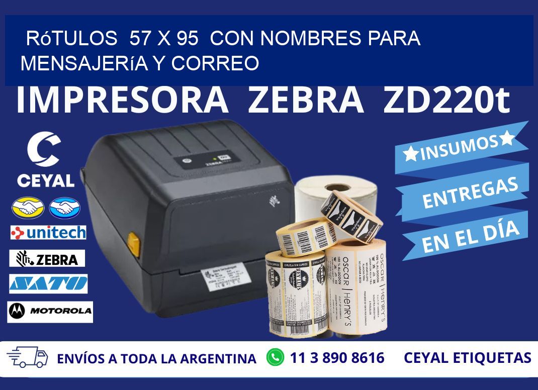 Rótulos  57 x 95  con Nombres para Mensajería y Correo