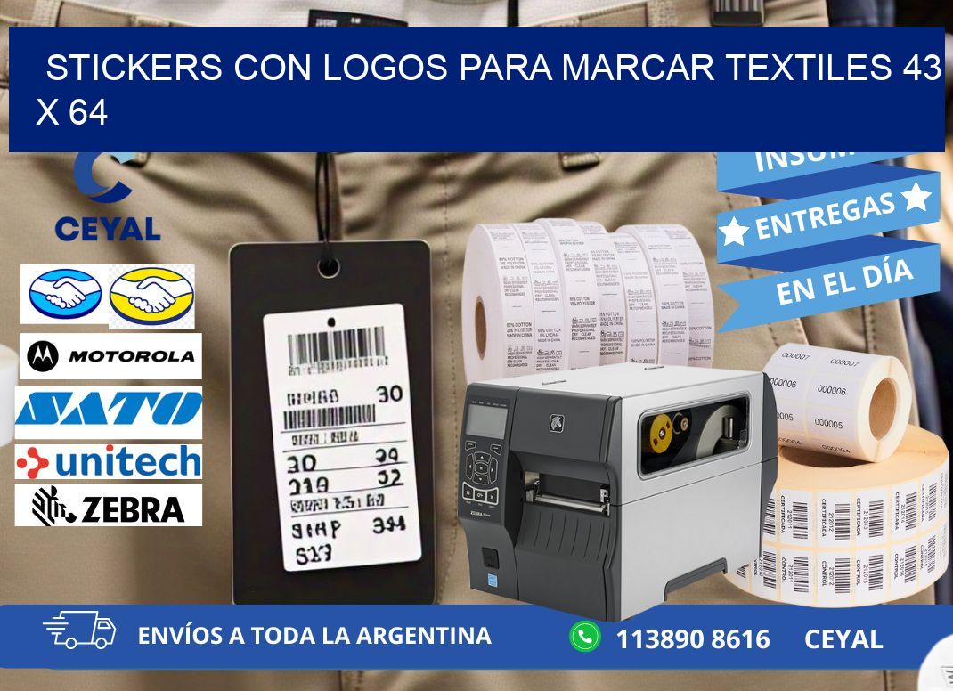 STICKERS CON LOGOS PARA MARCAR TEXTILES 43 x 64