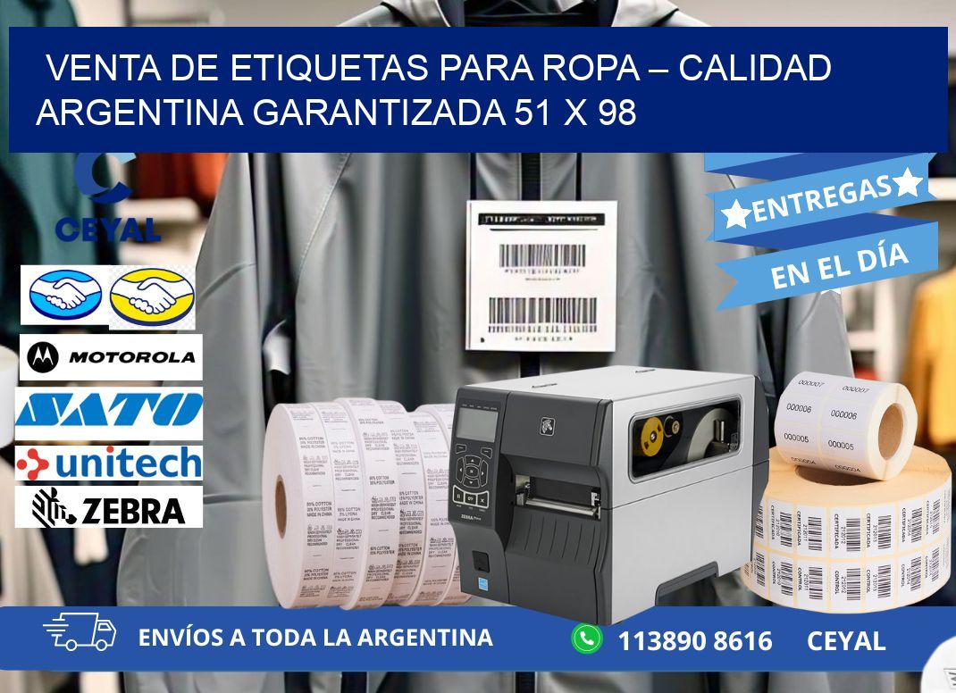 VENTA DE ETIQUETAS PARA ROPA – CALIDAD ARGENTINA GARANTIZADA 51 x 98