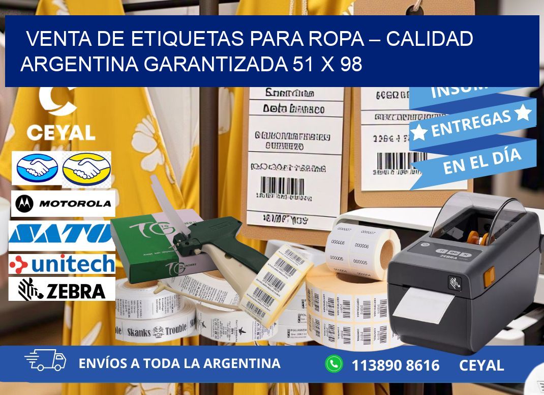 VENTA DE ETIQUETAS PARA ROPA – CALIDAD ARGENTINA GARANTIZADA 51 x 98