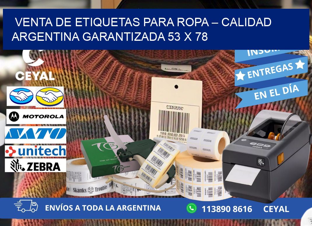 VENTA DE ETIQUETAS PARA ROPA – CALIDAD ARGENTINA GARANTIZADA 53 x 78