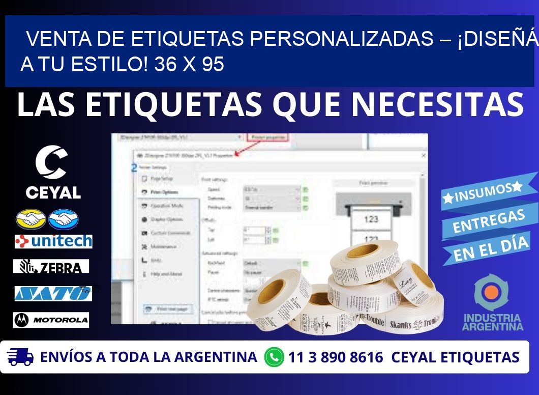 VENTA DE ETIQUETAS PERSONALIZADAS – ¡DISEÑÁ A TU ESTILO! 36 x 95