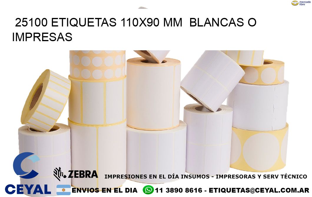 25100 ETIQUETAS 110x90 mm  BLANCAS O IMPRESAS