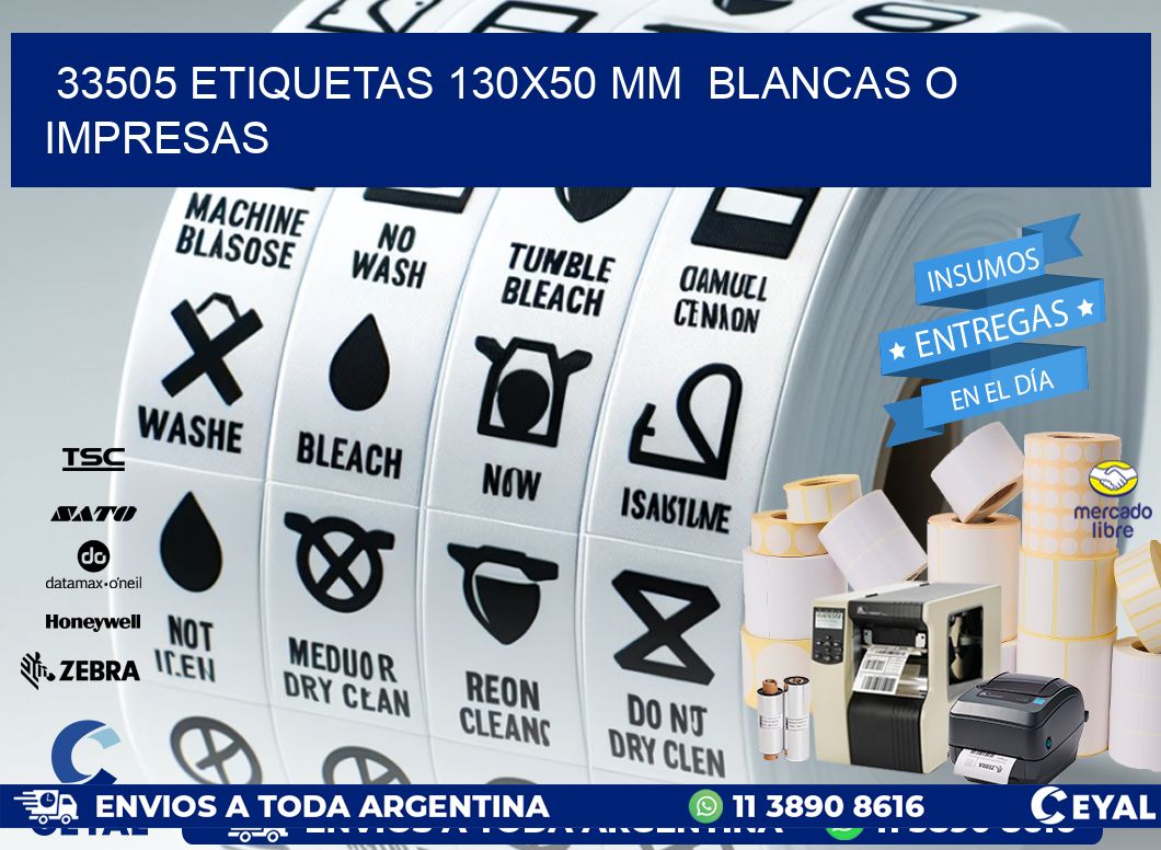 33505 ETIQUETAS 130x50 mm  BLANCAS O IMPRESAS