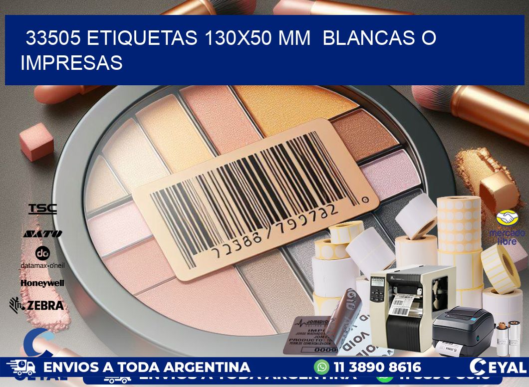 33505 ETIQUETAS 130×50 mm  BLANCAS O IMPRESAS