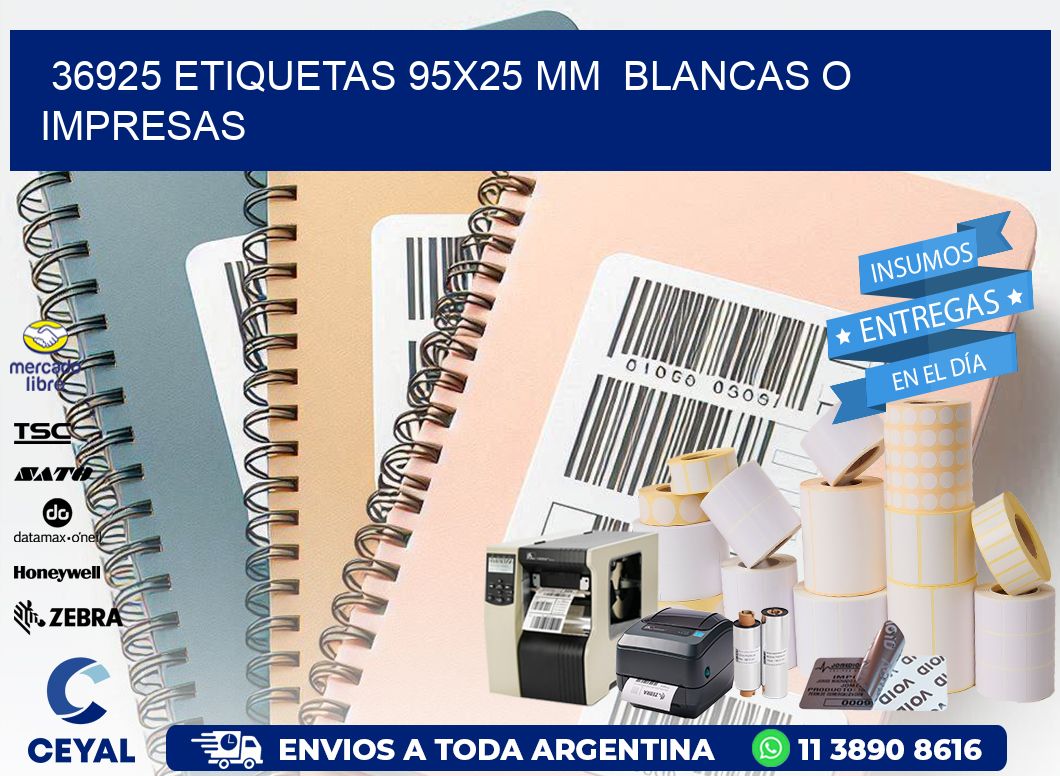 36925 ETIQUETAS 95x25 mm  BLANCAS O IMPRESAS