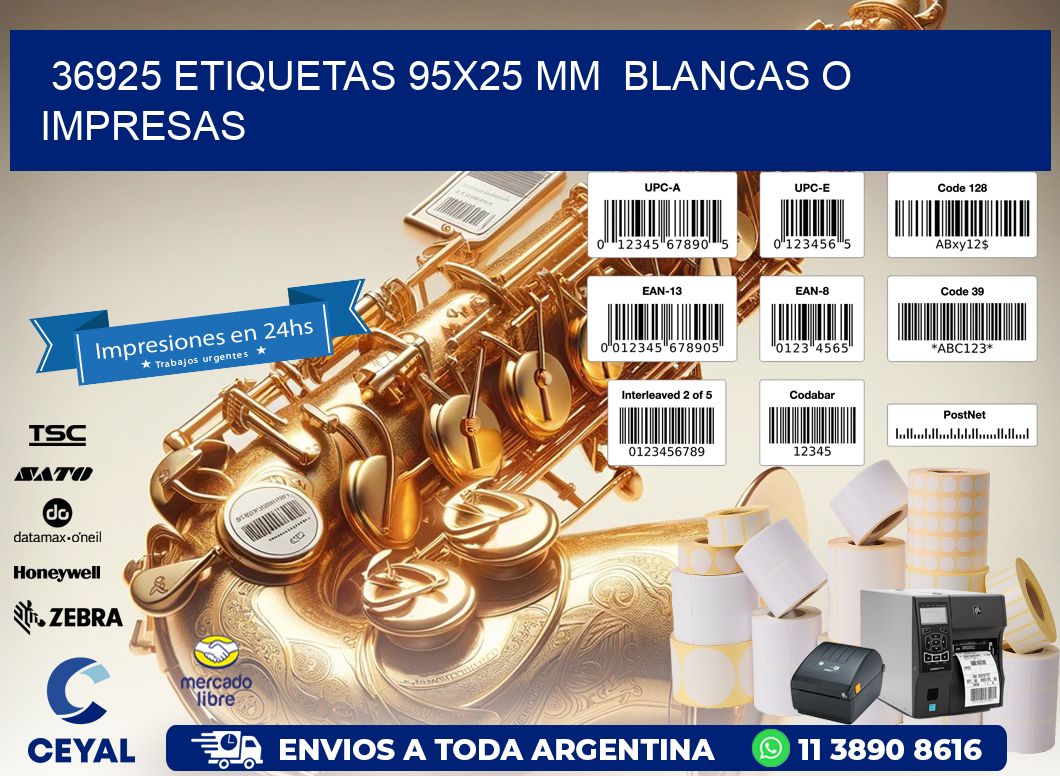 36925 ETIQUETAS 95x25 mm  BLANCAS O IMPRESAS