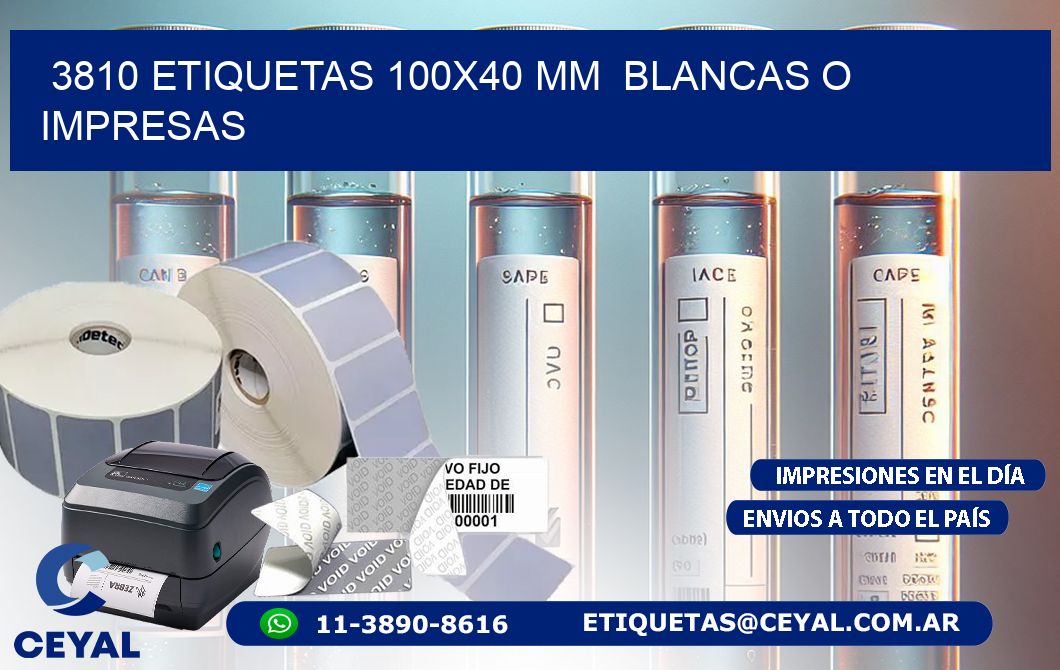 3810 ETIQUETAS 100x40 mm  BLANCAS O IMPRESAS