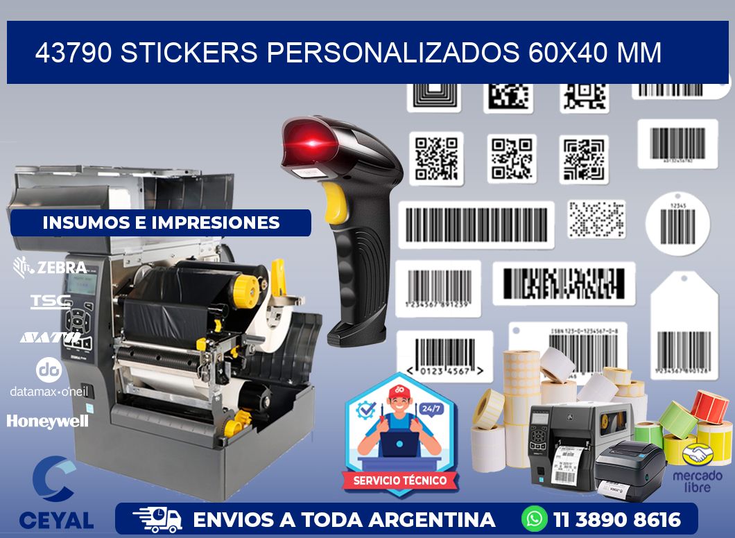 43790 STICKERS PERSONALIZADOS 60x40 mm