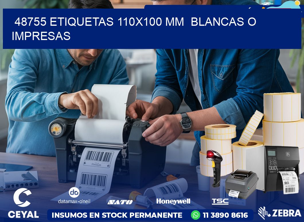 48755 ETIQUETAS 110×100 mm  BLANCAS O IMPRESAS