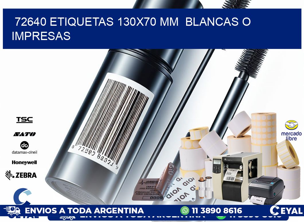 72640 ETIQUETAS 130×70 mm  BLANCAS O IMPRESAS