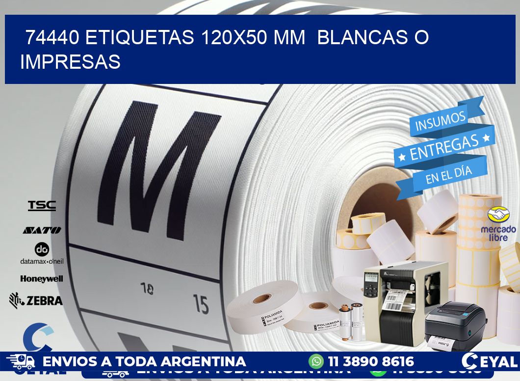 74440 ETIQUETAS 120x50 mm  BLANCAS O IMPRESAS