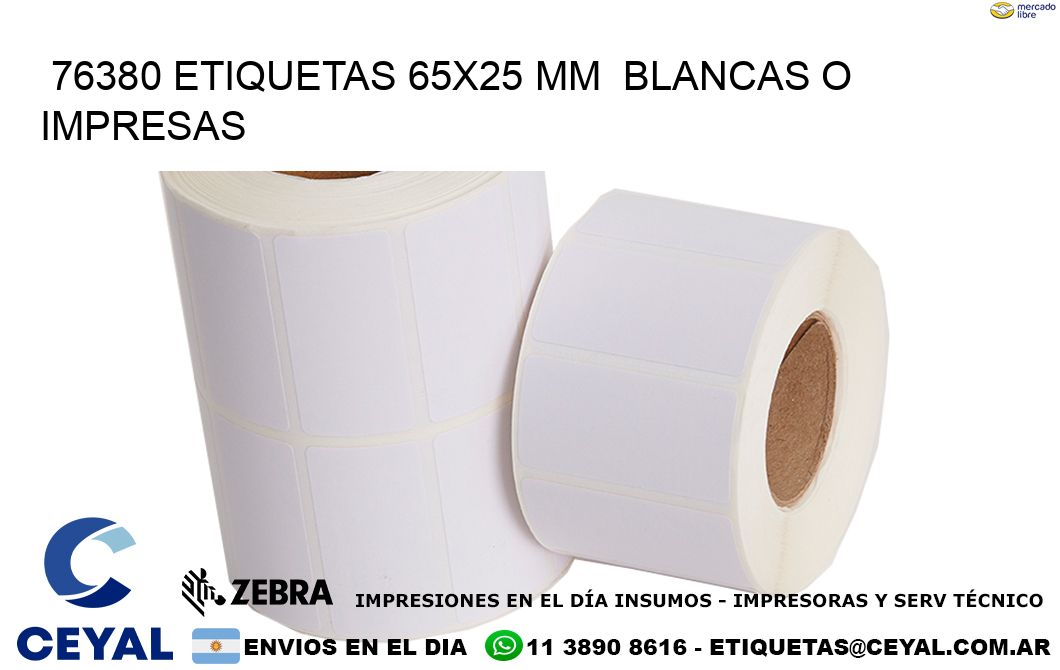 76380 ETIQUETAS 65x25 mm  BLANCAS O IMPRESAS