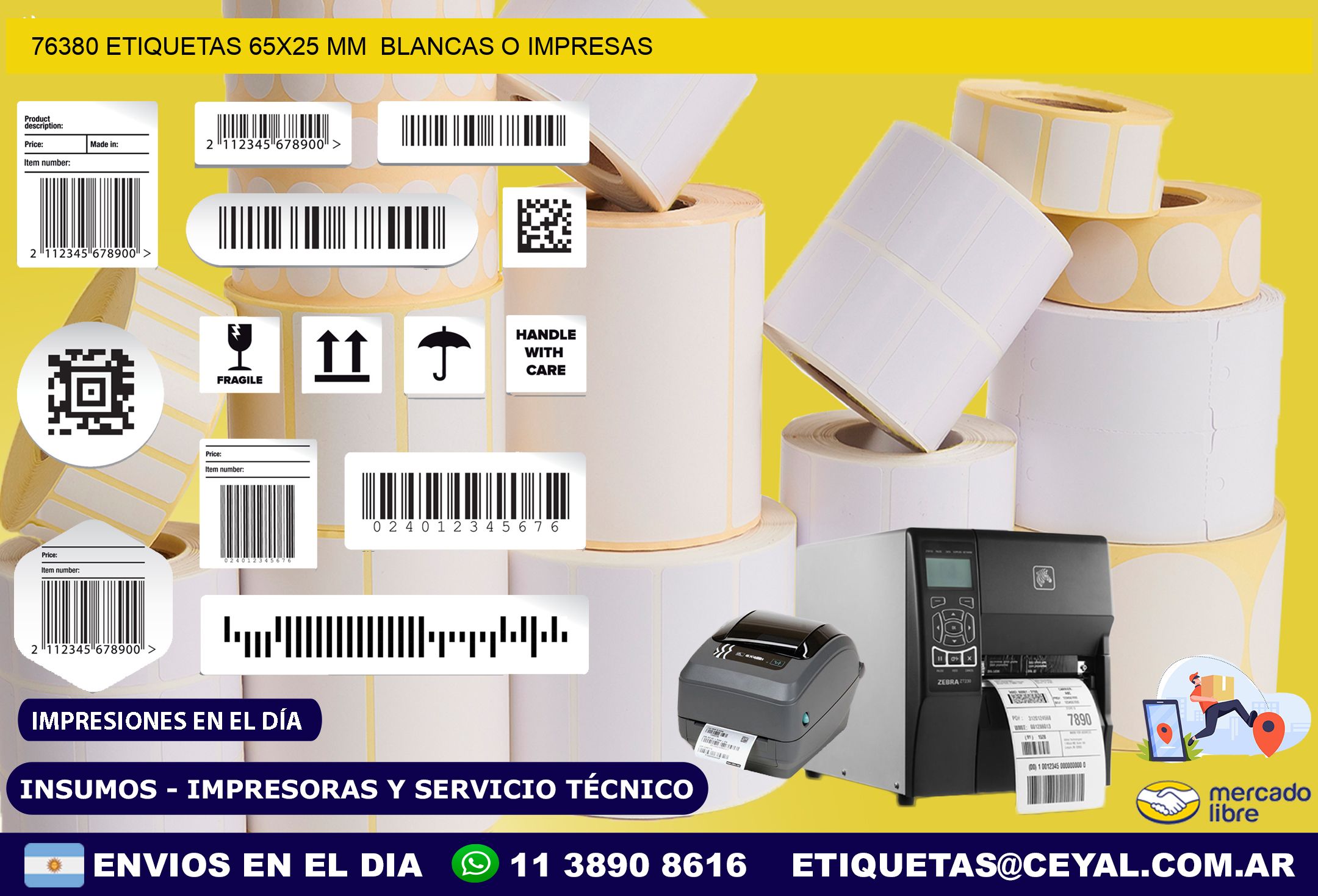 76380 ETIQUETAS 65×25 mm  BLANCAS O IMPRESAS