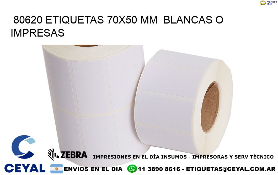 80620 ETIQUETAS 70x50 mm  BLANCAS O IMPRESAS