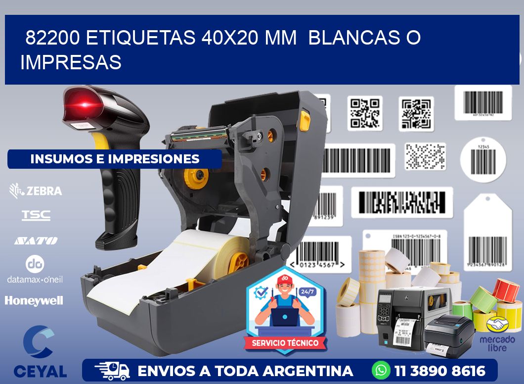 82200 ETIQUETAS 40x20 mm  BLANCAS O IMPRESAS