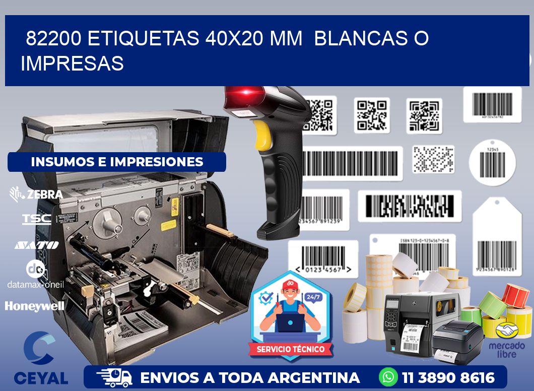 82200 ETIQUETAS 40x20 mm  BLANCAS O IMPRESAS