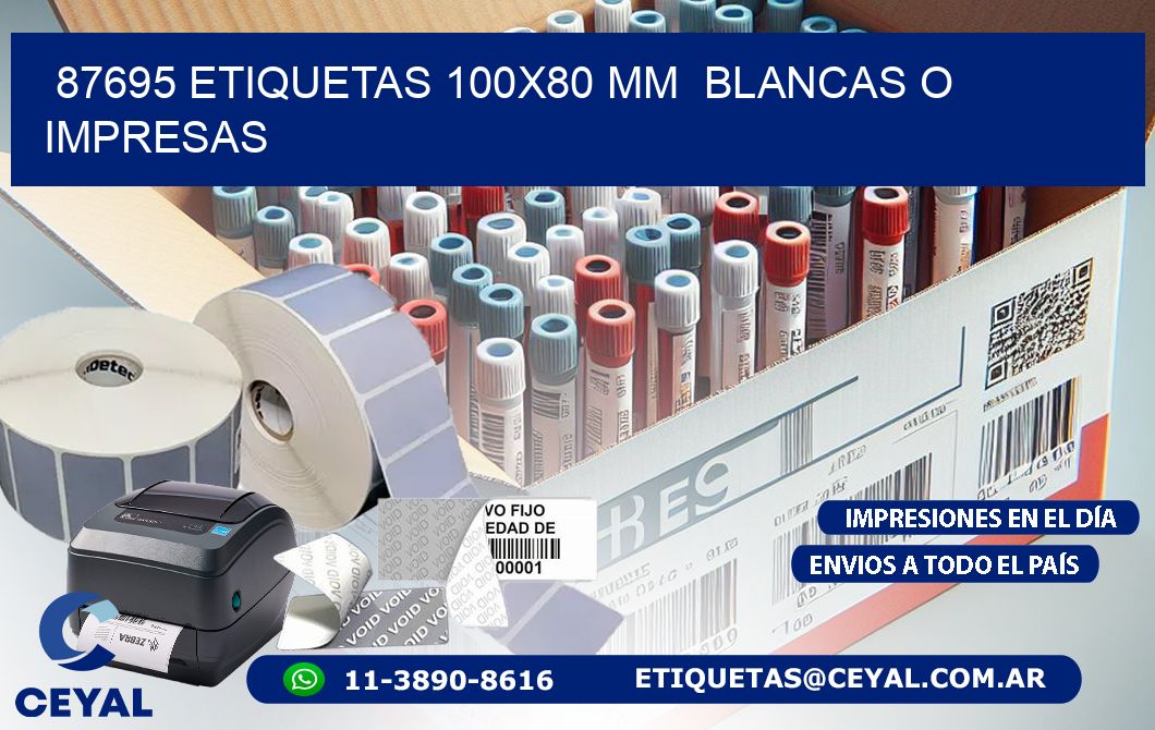 87695 ETIQUETAS 100x80 mm  BLANCAS O IMPRESAS