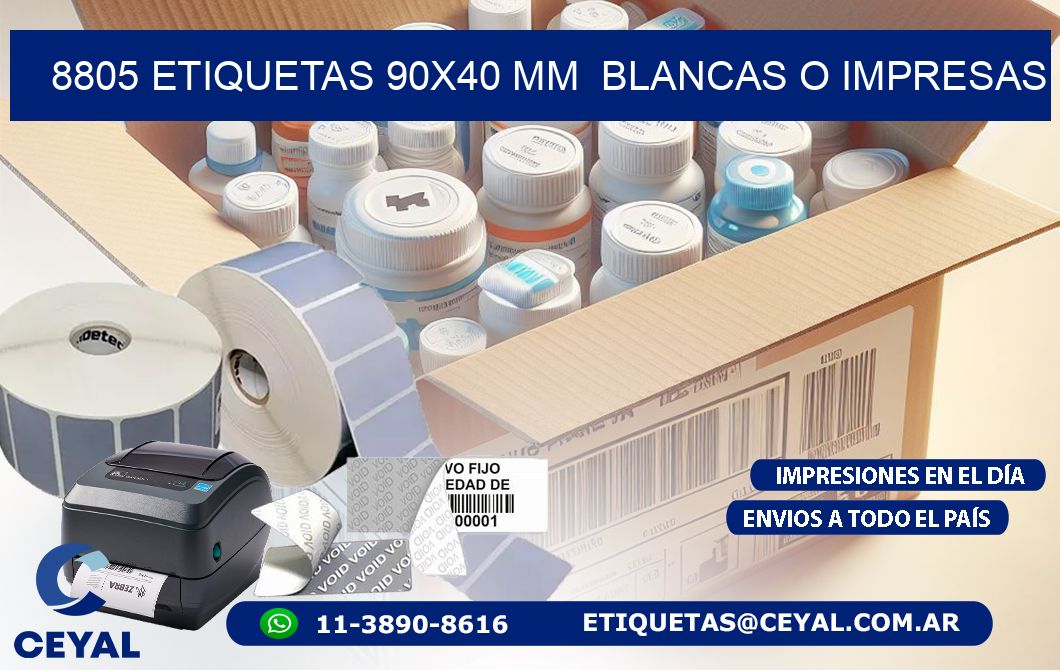 8805 ETIQUETAS 90x40 mm  BLANCAS O IMPRESAS