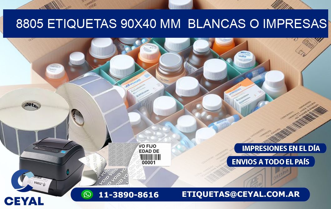 8805 ETIQUETAS 90x40 mm  BLANCAS O IMPRESAS