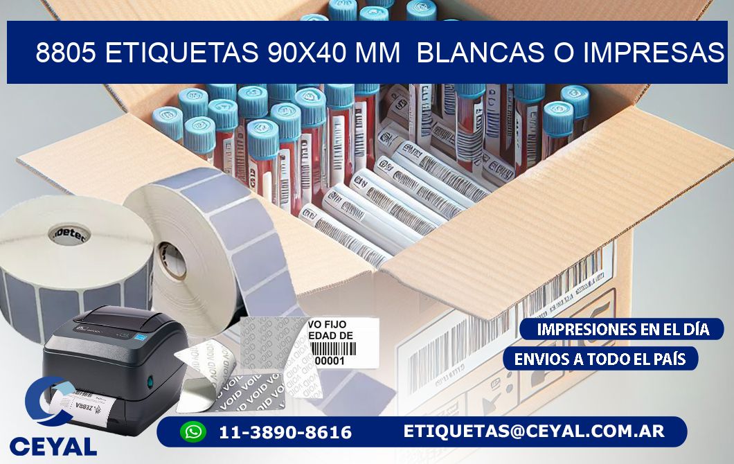 8805 ETIQUETAS 90x40 mm  BLANCAS O IMPRESAS