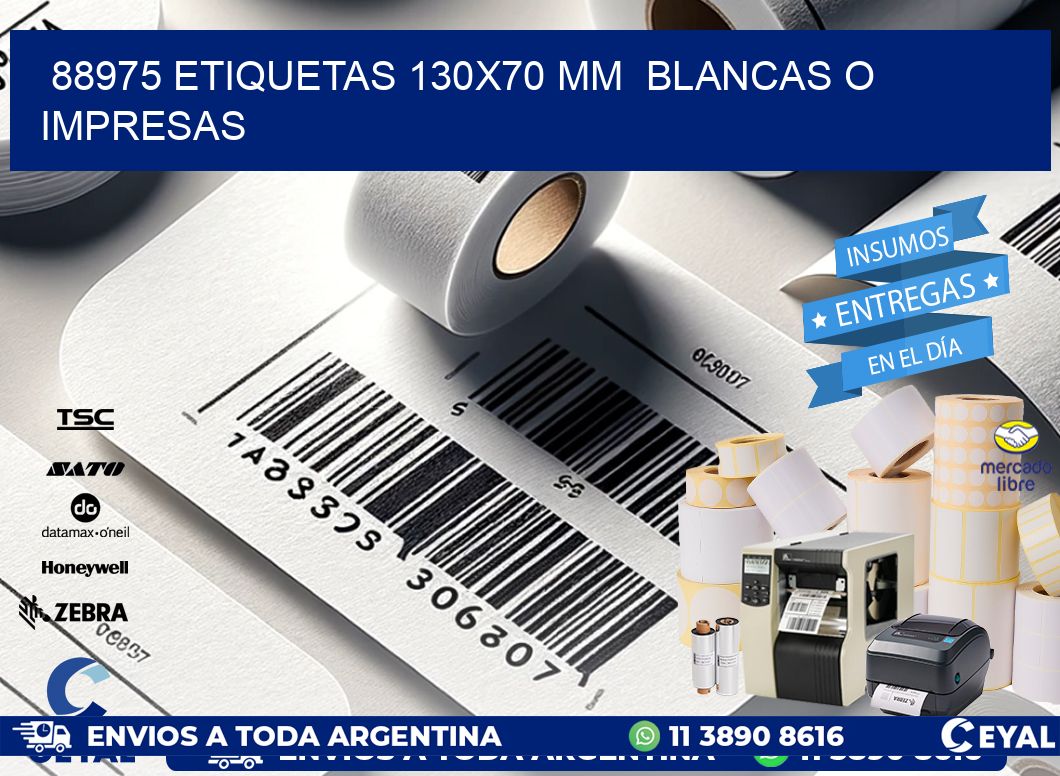 88975 ETIQUETAS 130x70 mm  BLANCAS O IMPRESAS