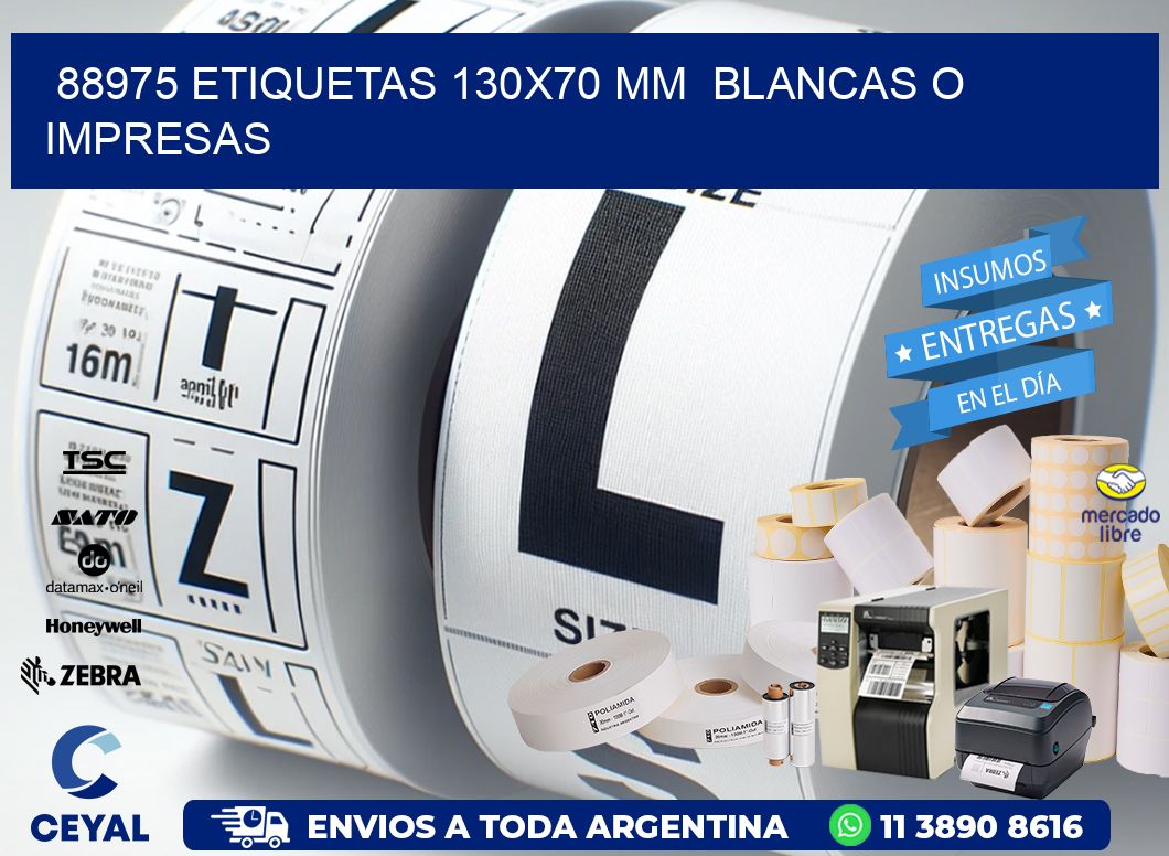 88975 ETIQUETAS 130x70 mm  BLANCAS O IMPRESAS