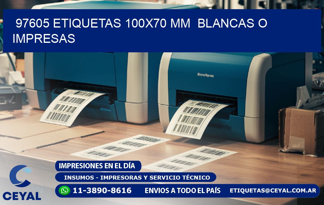 97605 ETIQUETAS 100x70 mm  BLANCAS O IMPRESAS