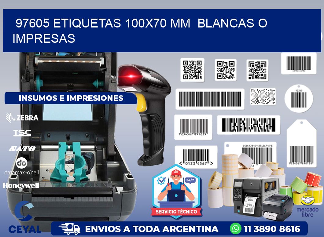 97605 ETIQUETAS 100x70 mm  BLANCAS O IMPRESAS